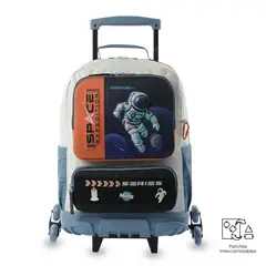 TOTTO - Mochila con ruedas Mochila 3 Ruedas Gemini Grande Naranja