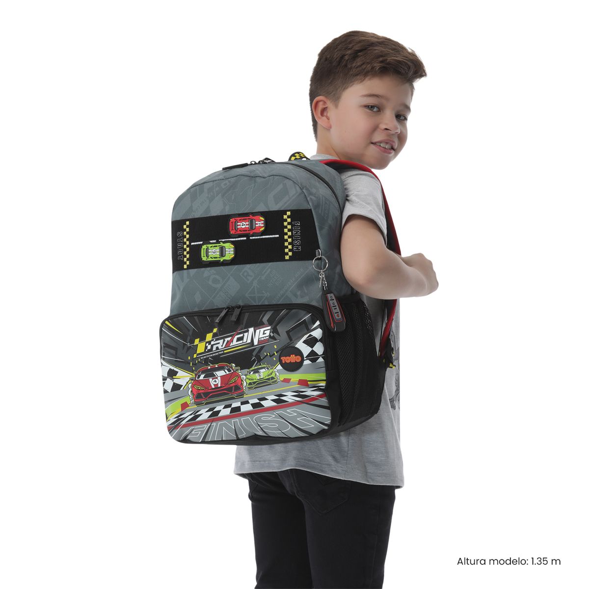 TOTTO - Mochila Niño Grand Prix Grande Gris Totto