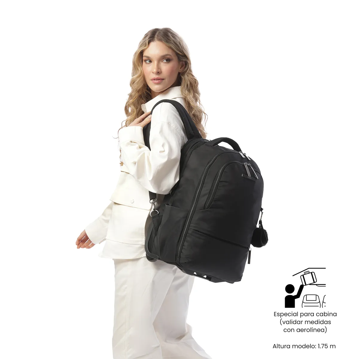 TOTTO - Mochila con Ruedas Viaje Trolley Mediana Negra Totto