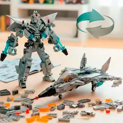 HOMEBRANDT - Juguete Armable Avión Caza Modelo Robot 532pc Didáctico 2en1