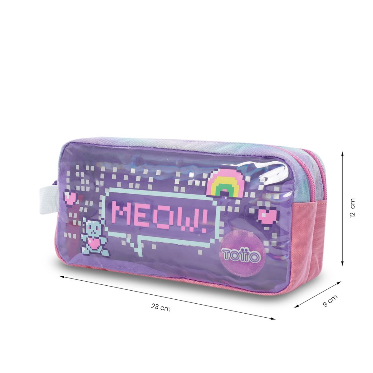 TOTTO - Estuche escolar niña 2 cuerpos Andy Cat Grande Morado Totto