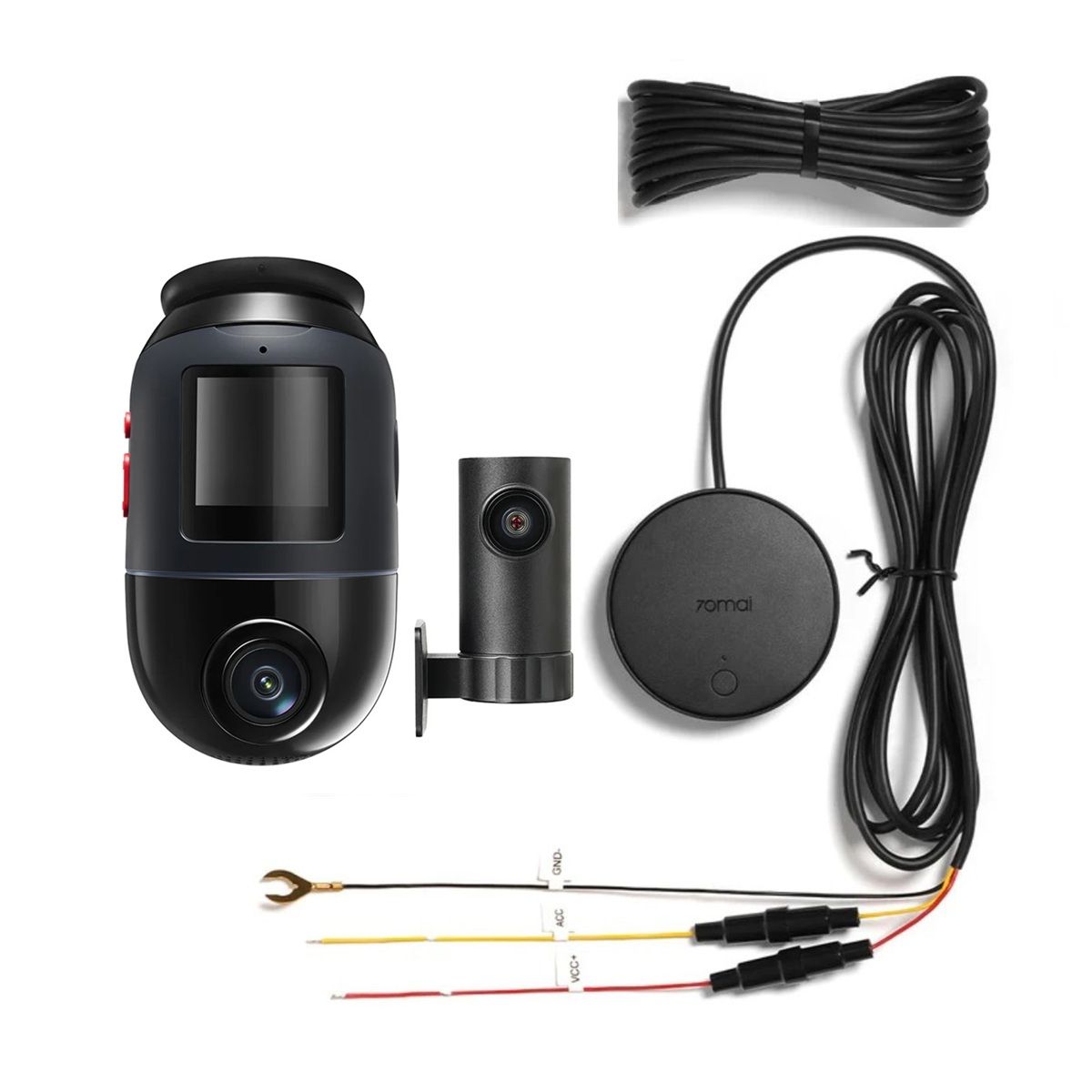 70MAI - Set Doble Cámara Para Vehículo Frontal 360° 4K HDR 60fps Trasera 1080p 70mai X800-2 + Kit UP04