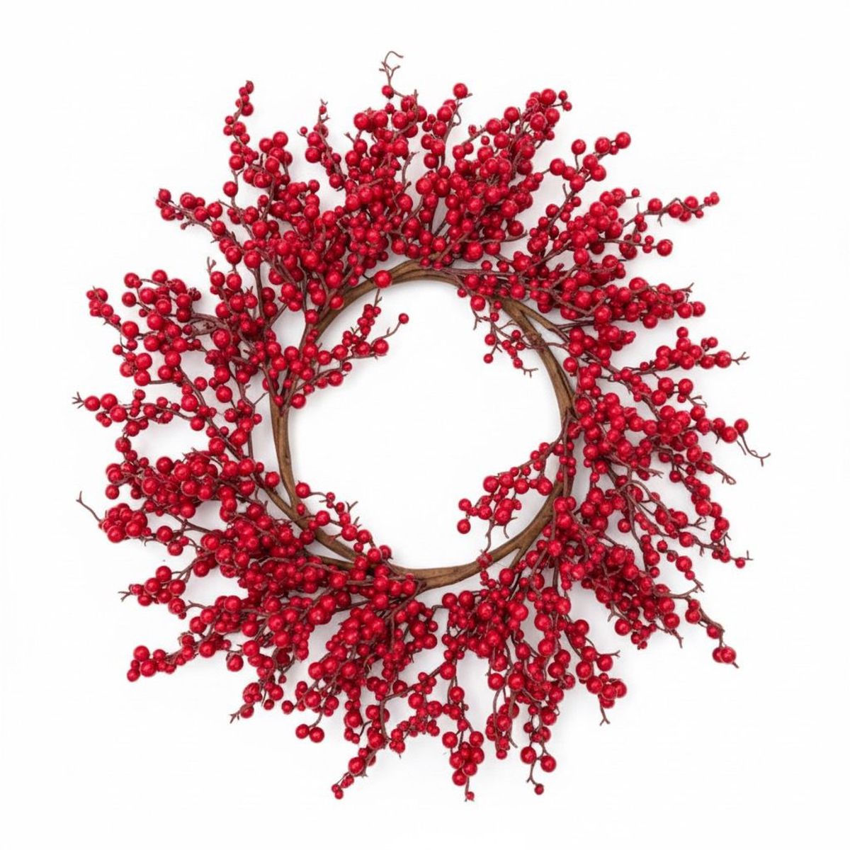 WAKESHOME - Corona De Navidad De Bayas Rojas 40cm Decoración Navideña