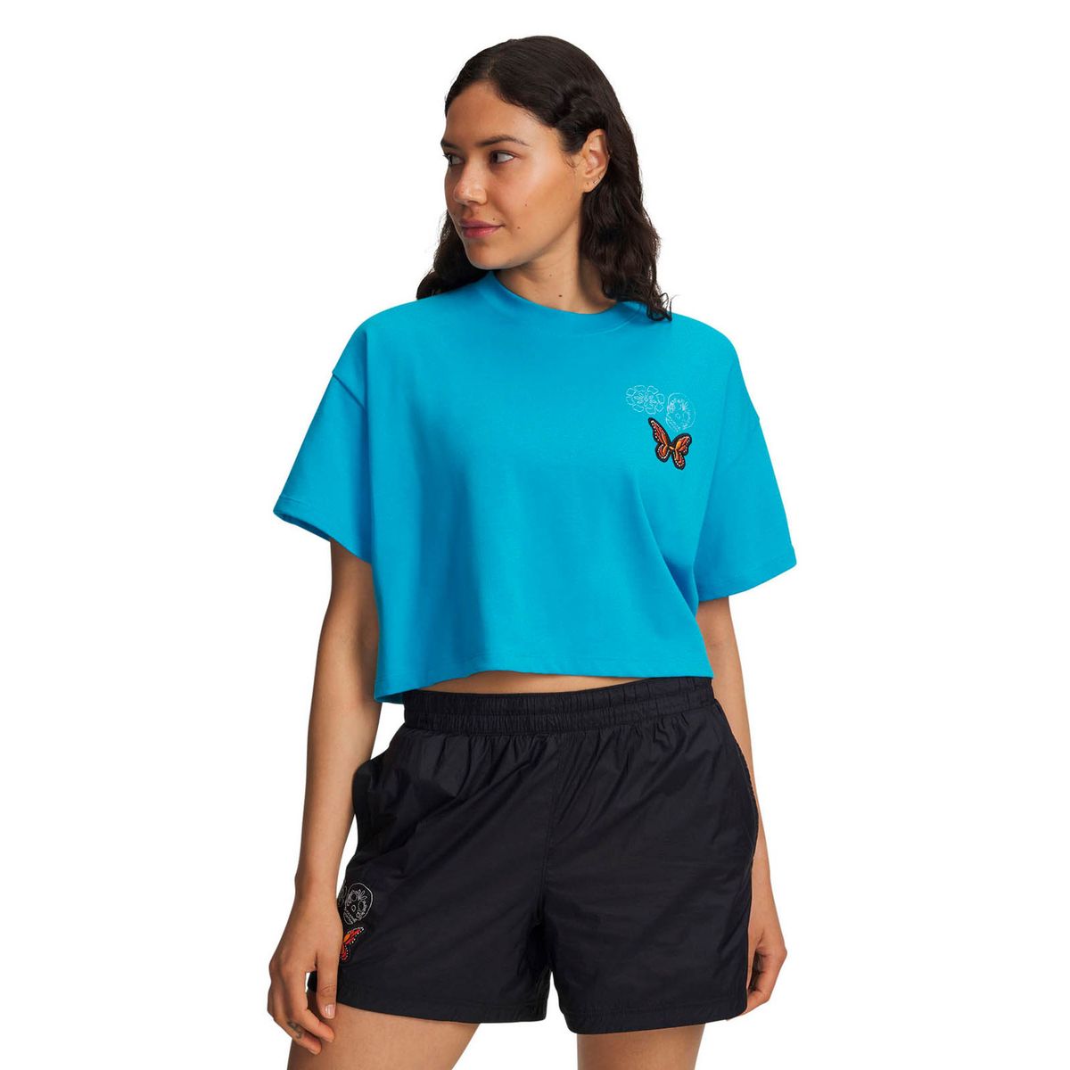 UNDER ARMOUR - Polera Manga Corta Lifestyle Mujer Icon HW Boxy crop Azul UNDER ARMOUR