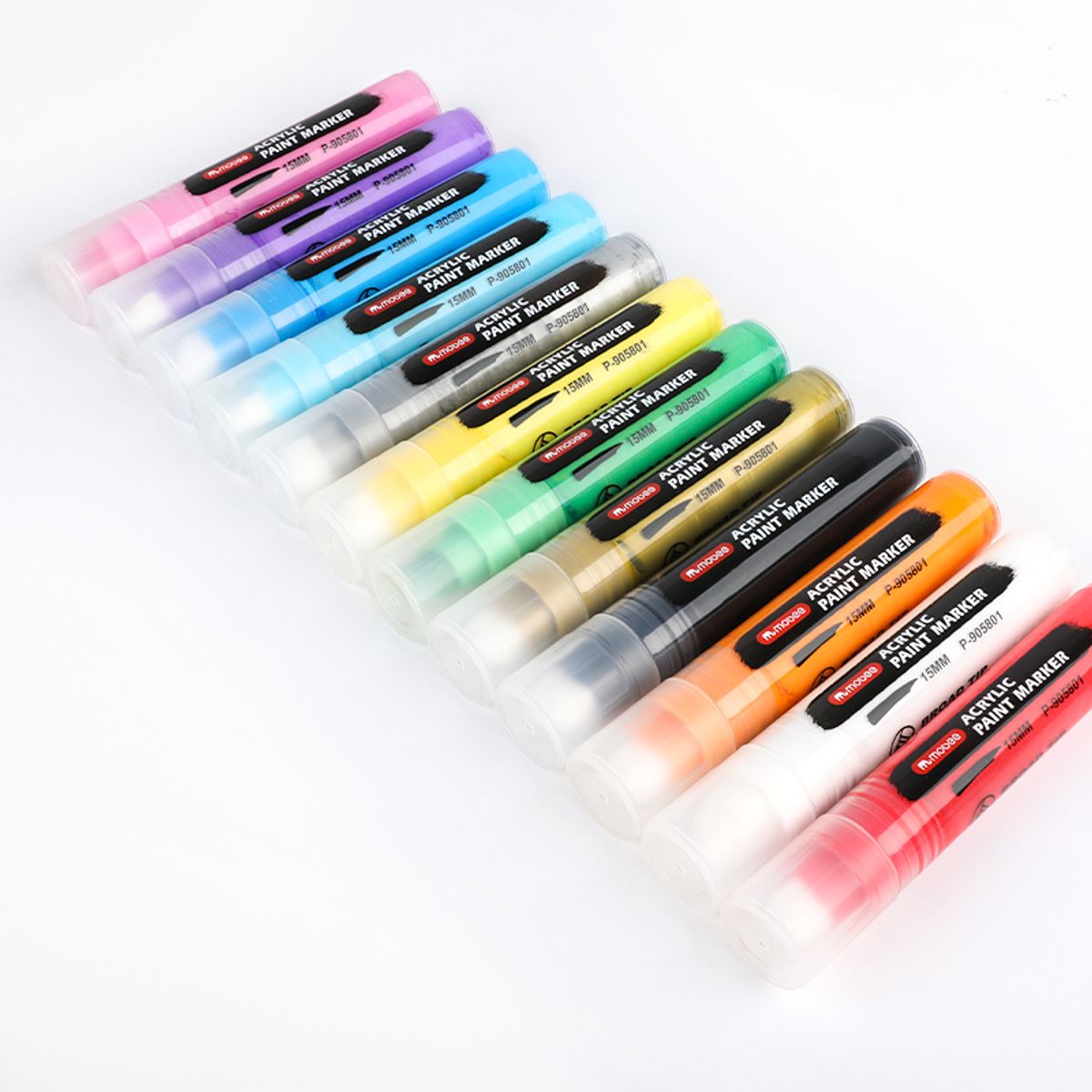 GENERICO - Marcadores Acrilicos Punta Gruesa 15mm Mobee 12 Colores Tipo Posca