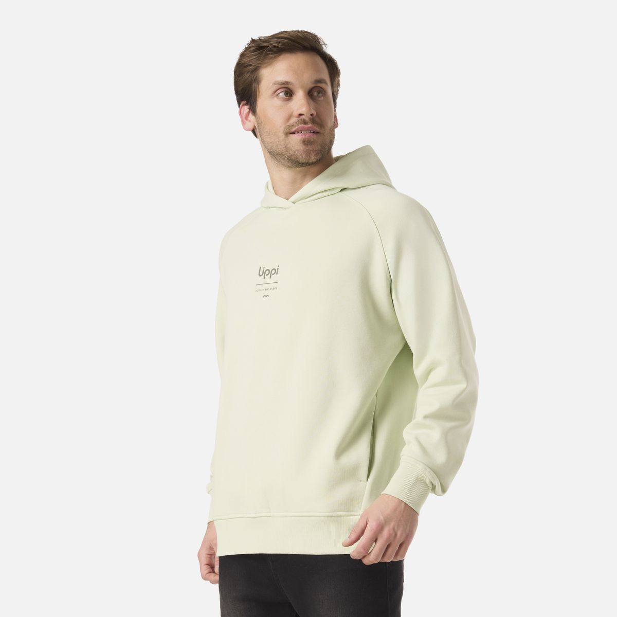 LIPPI - Polerón Hombre Ulmo Hoody Sweatshirt Gris Claro / Verde Agua Lippi