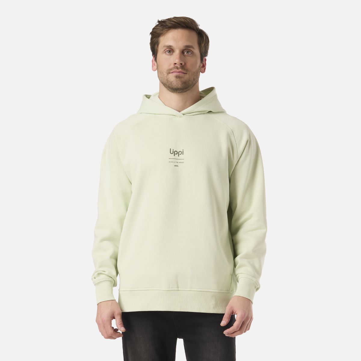 LIPPI - Polerón Hombre Ulmo Hoody Sweatshirt Gris Claro / Verde Agua Lippi
