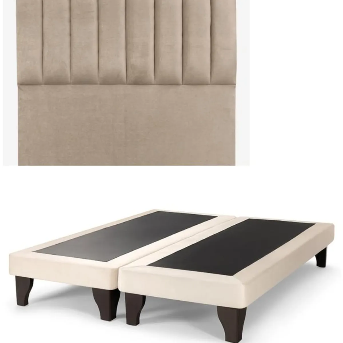 GENERICO - Base para cama + Respaldo Tubular 2 Plazas 190x150cm Felpa Beige