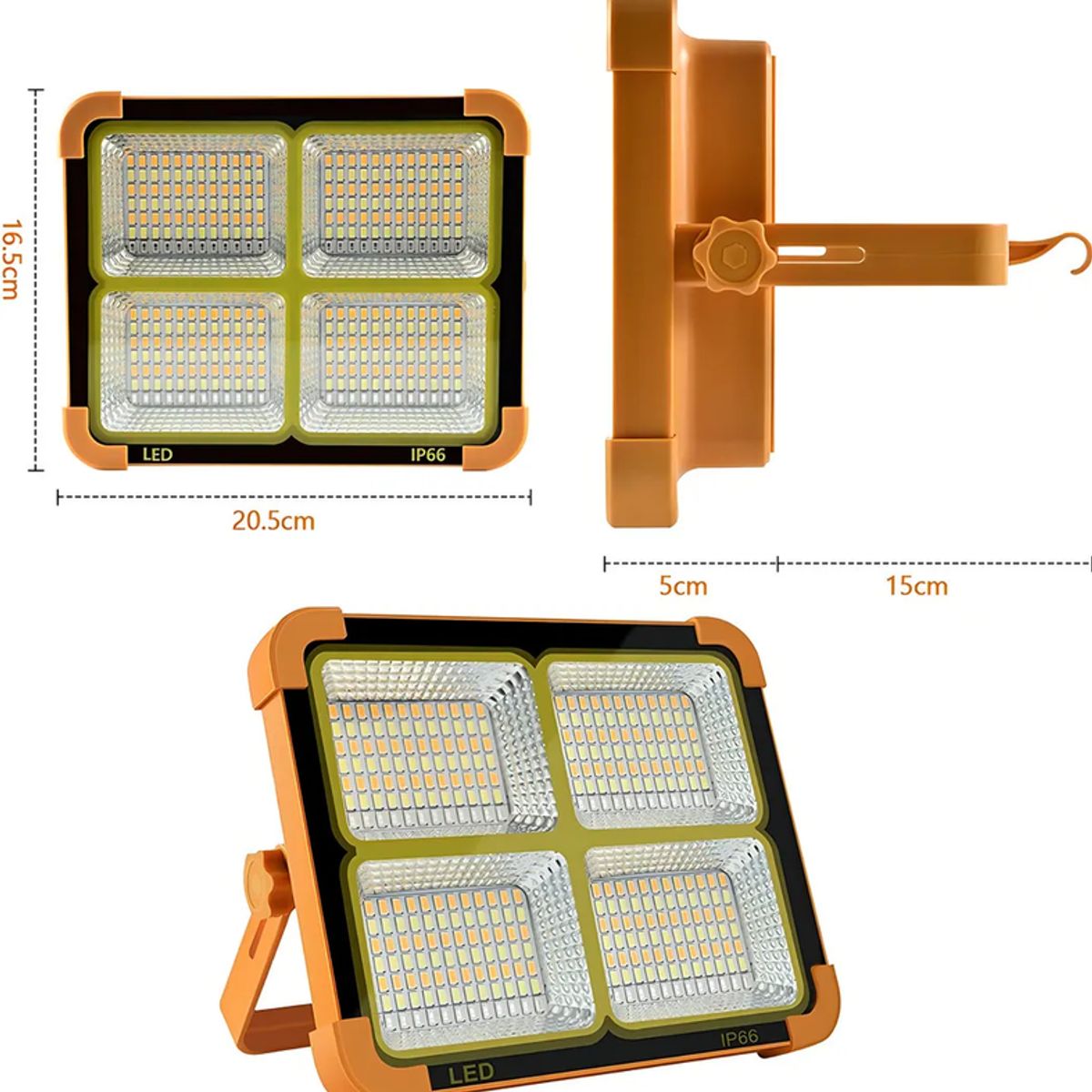 GENERICO - Luz Solar Portátil Led 100w 10000lm Ip66 Luz Emergencia Naranja Color de la luz Blanco Genérica RZW1000W