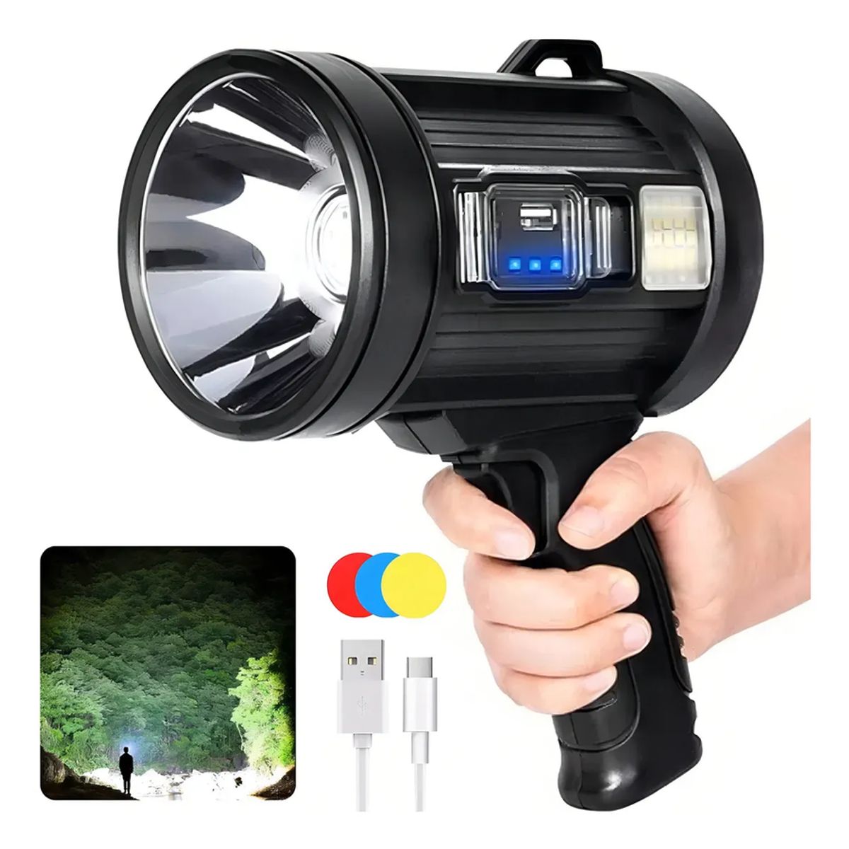 GENERICO - Linterna Tactica Militar Recargable Adkar Led Solar 800 Lm