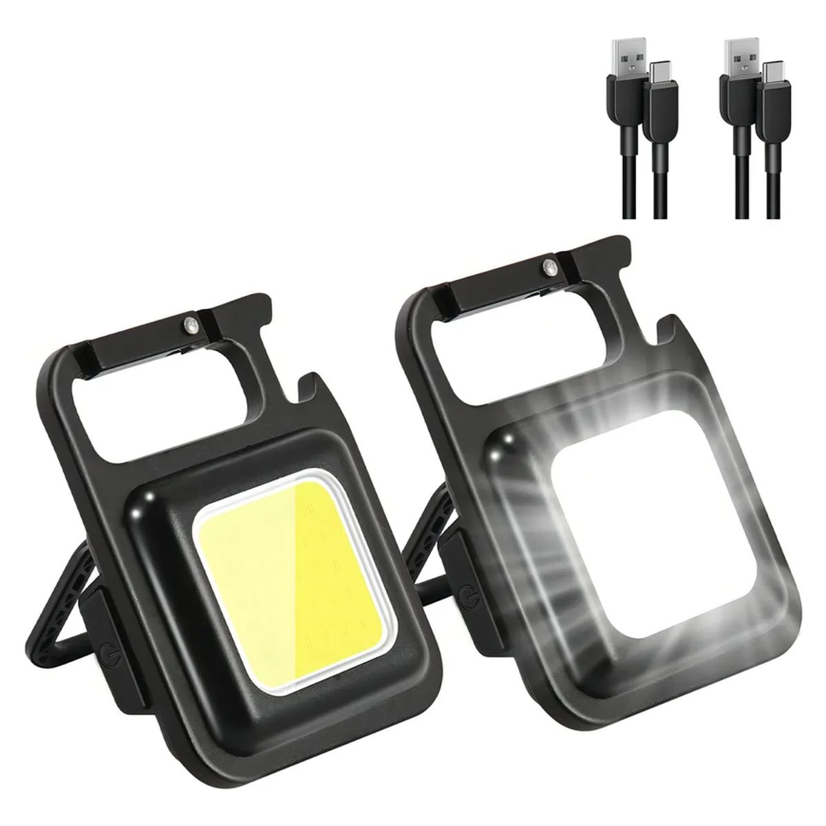 GENERICO - Pack 2 Linternas Llavero Led Cob Gancho Iman Recargable