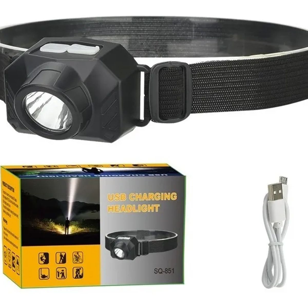 GENERICO - Linterna Cabeza Usb Led Cintillo Ciclismo Outdoor Trekking