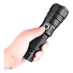 GENERICO - Potente Linterna Led P90 De Carga Usb Aleación De Aluminio Linterna Negro Luz Color De La Luz Blanco