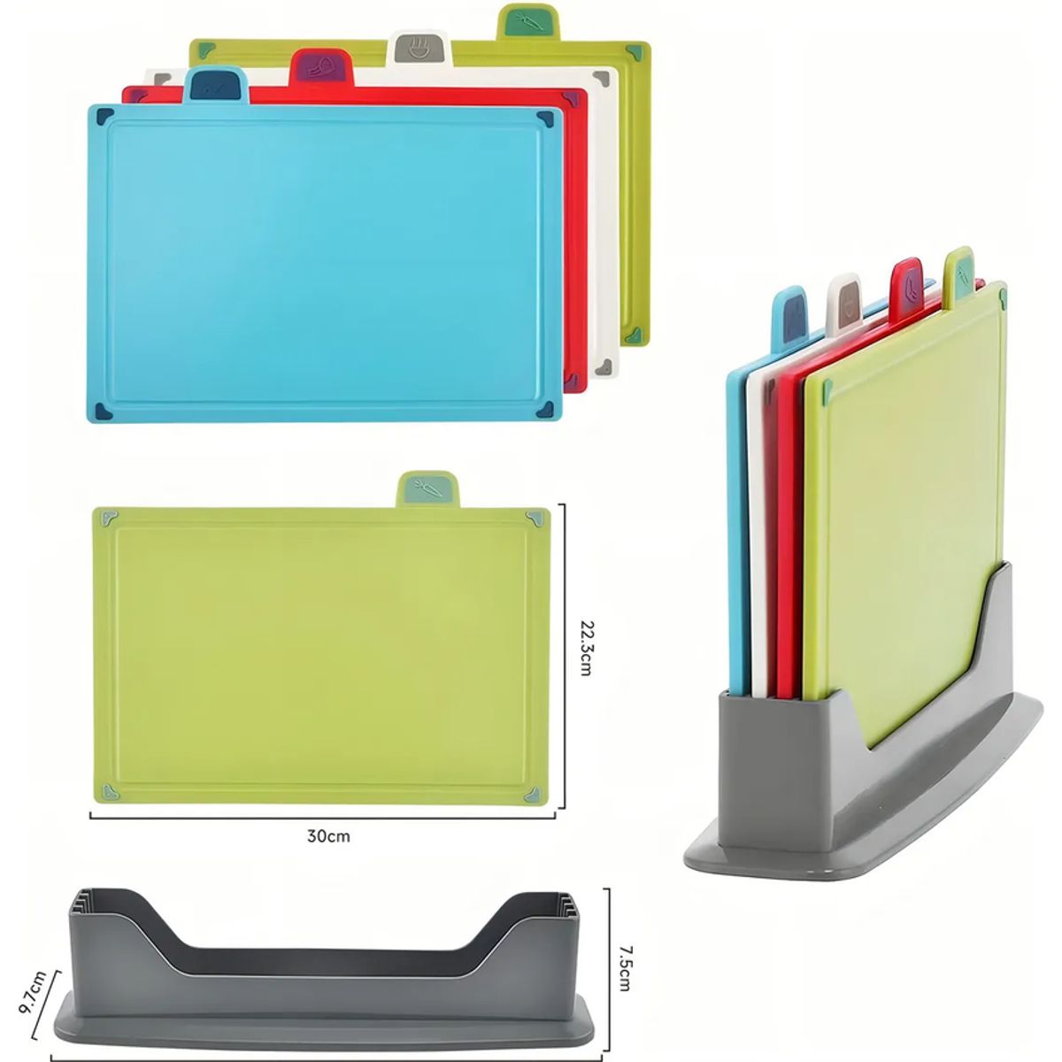 GENERICO - Tabla de pica con pestañas K4CB5379 Para Cocina 4 unidades