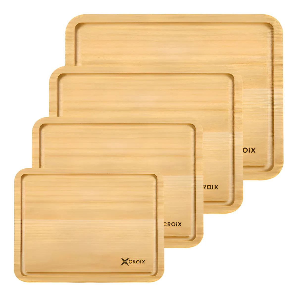 GENERICO - Set De 4 Tablas De Bamboo Croix Para Picar Y Cortar