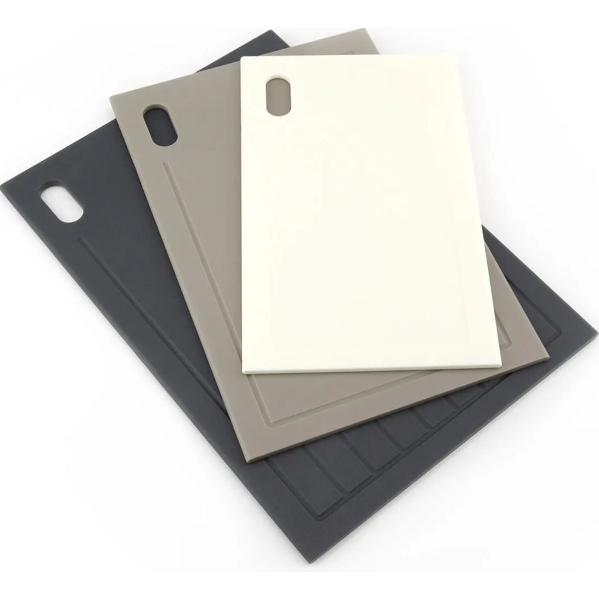 GENERICO - Set 3 tablas para cortar picar cocina Home Logics color crema blanco y negro