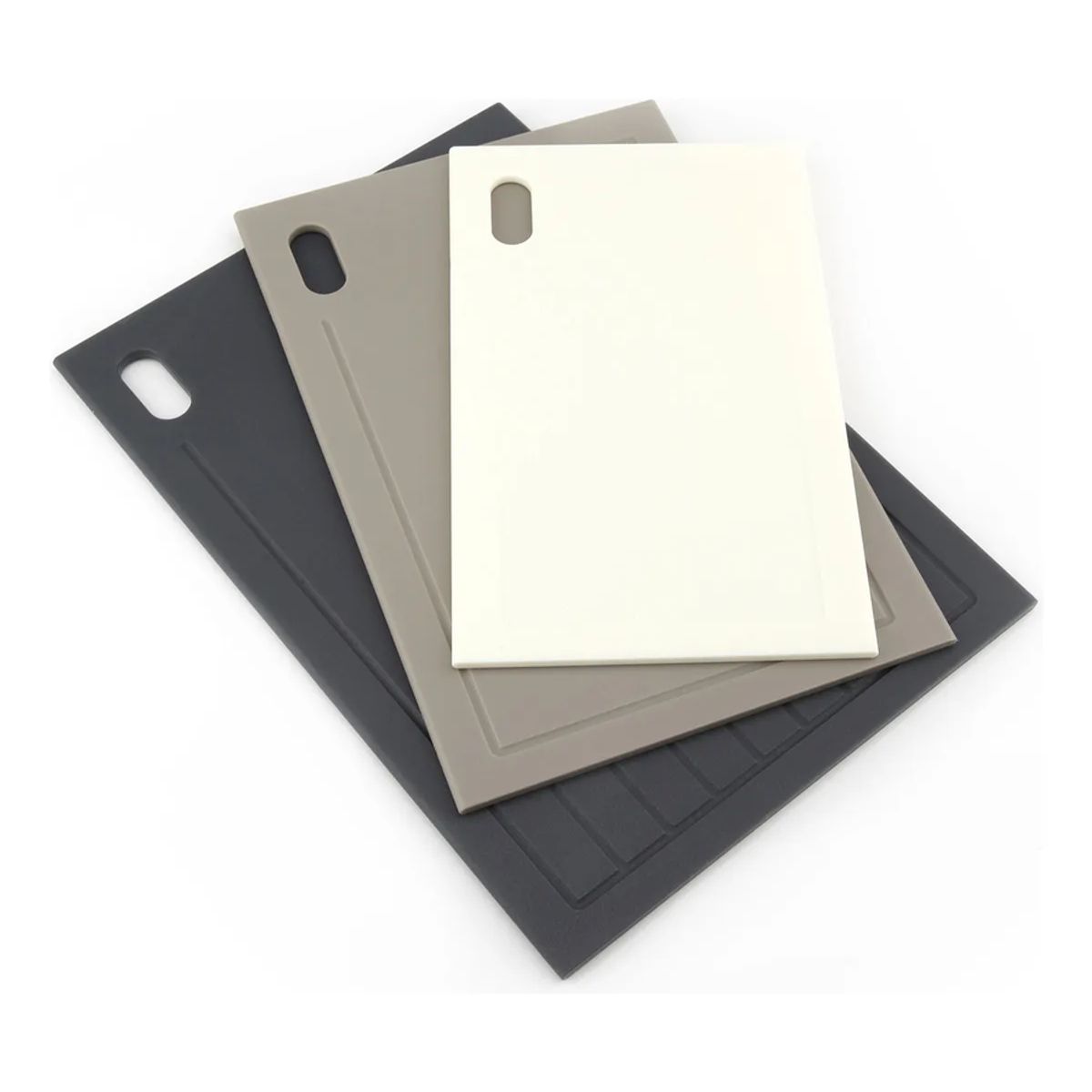 GENERICO - Set 3 tablas para cortar picar cocina Home Logics color crema blanco y negro