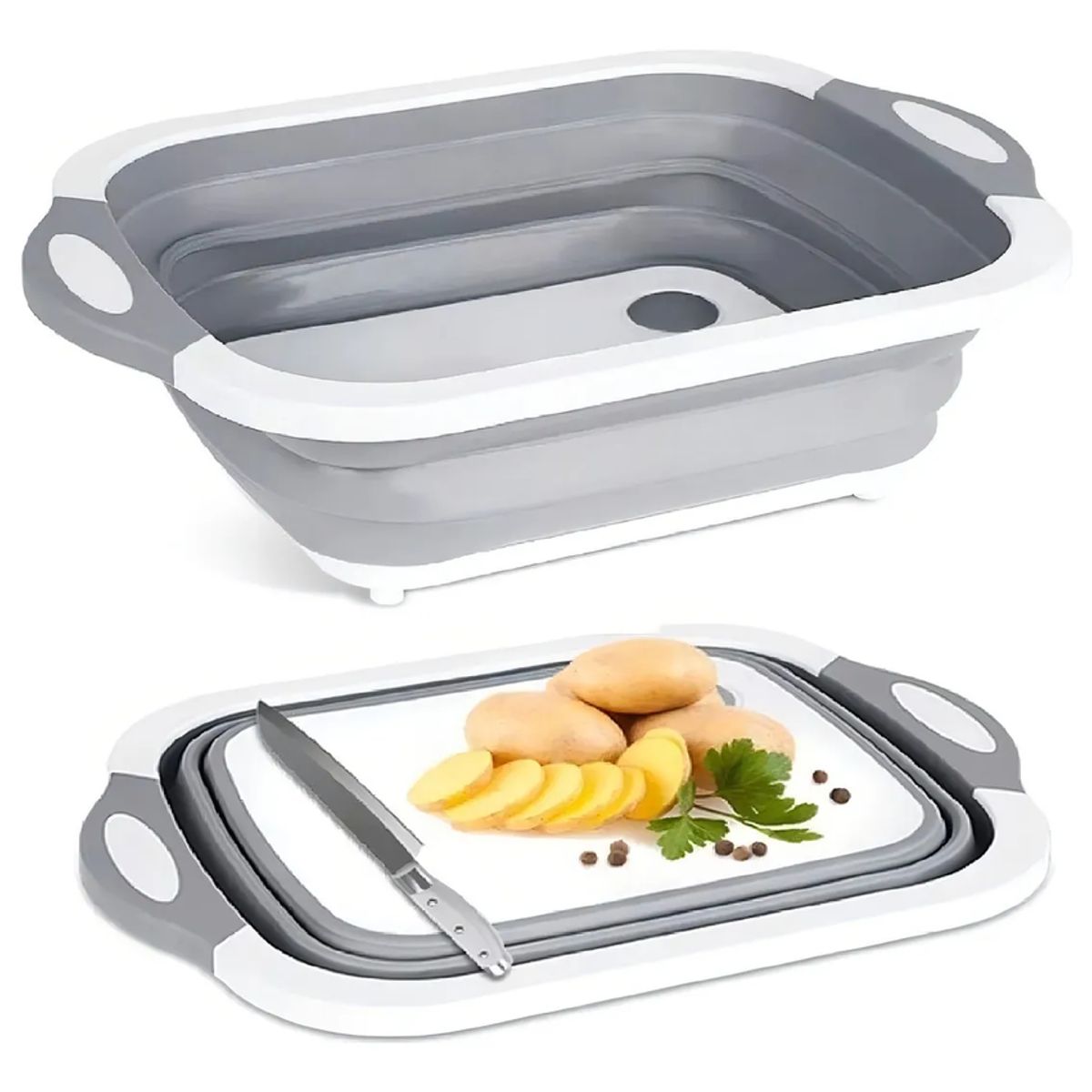 GENERICO - Tabla De Cortar 3 En 1 De Silicona Plegable Drenaje Cocina Multiuso