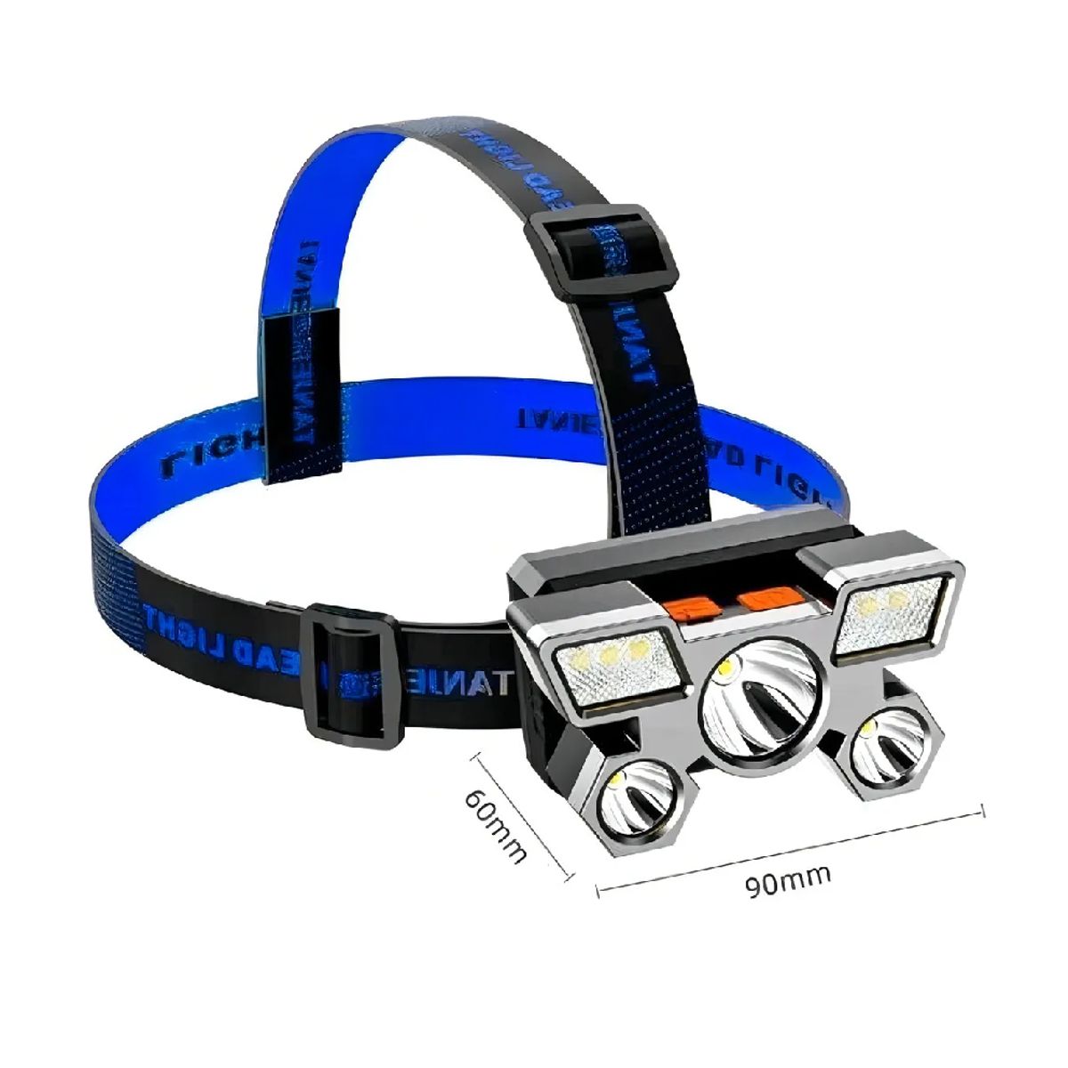 GENERICO - Linterna Minero Cabeza Recargable 5 Leds Potente Linterna Negro Luz Led