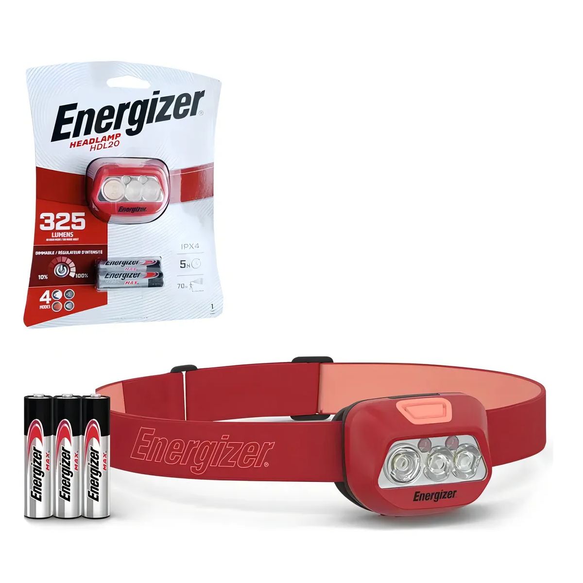 GENERICO - Linterna Frontal Energizer Hdl20 325 Lumenes Linterna Rojo Luz Blanco