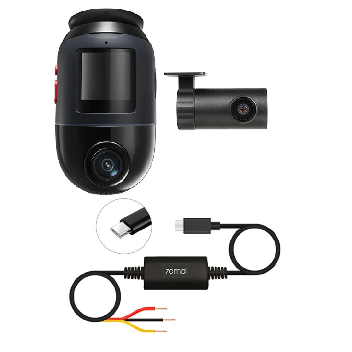 70MAI - Set Doble Cámara Para Vehículo Frontal 360° 4K HDR 60fps Trasera 1080p 70mai X800-2 + Kit UP03