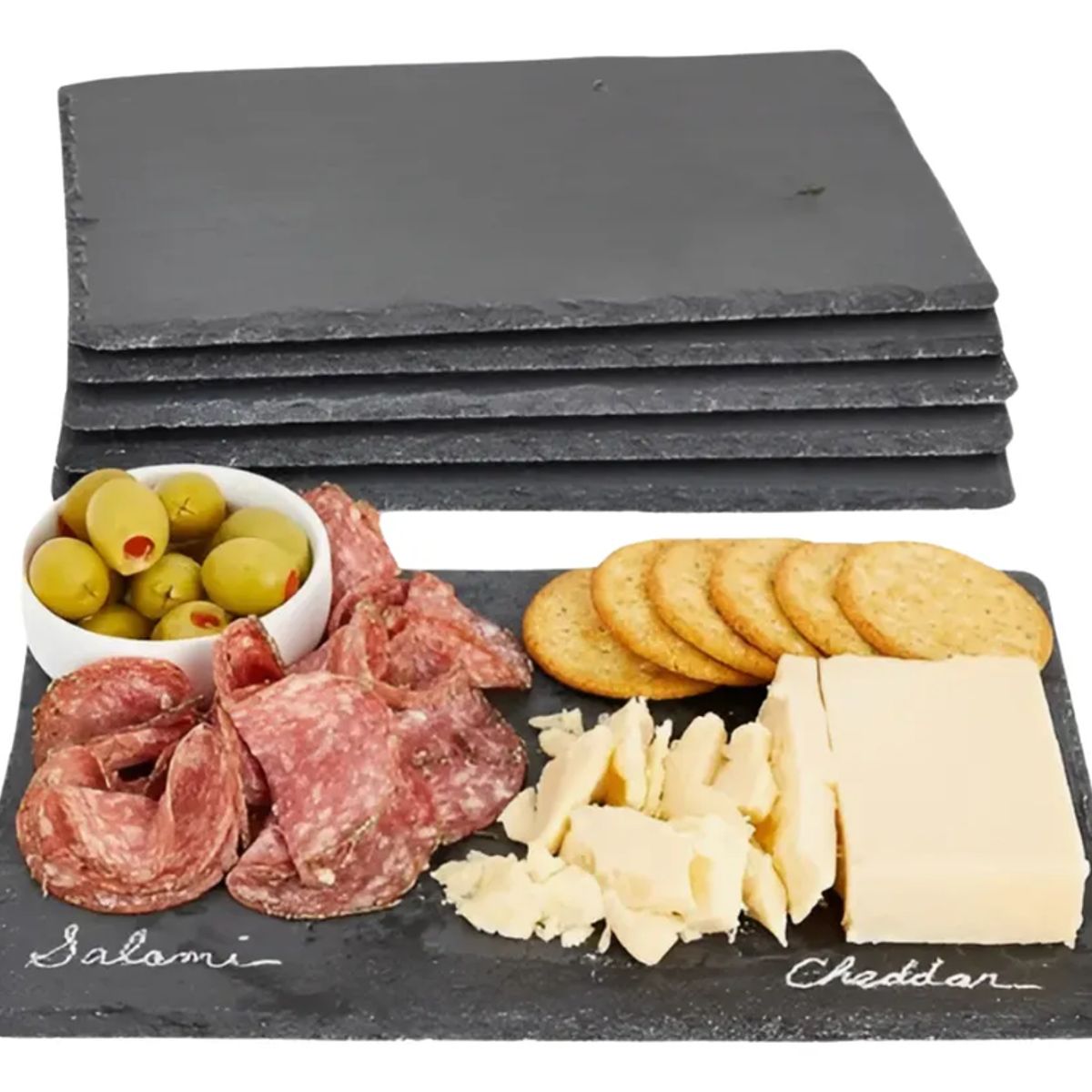 GENERICO - Tabla Piedra Pizarra Presentación Plato Rectangular 30x20cm Lisa Negro