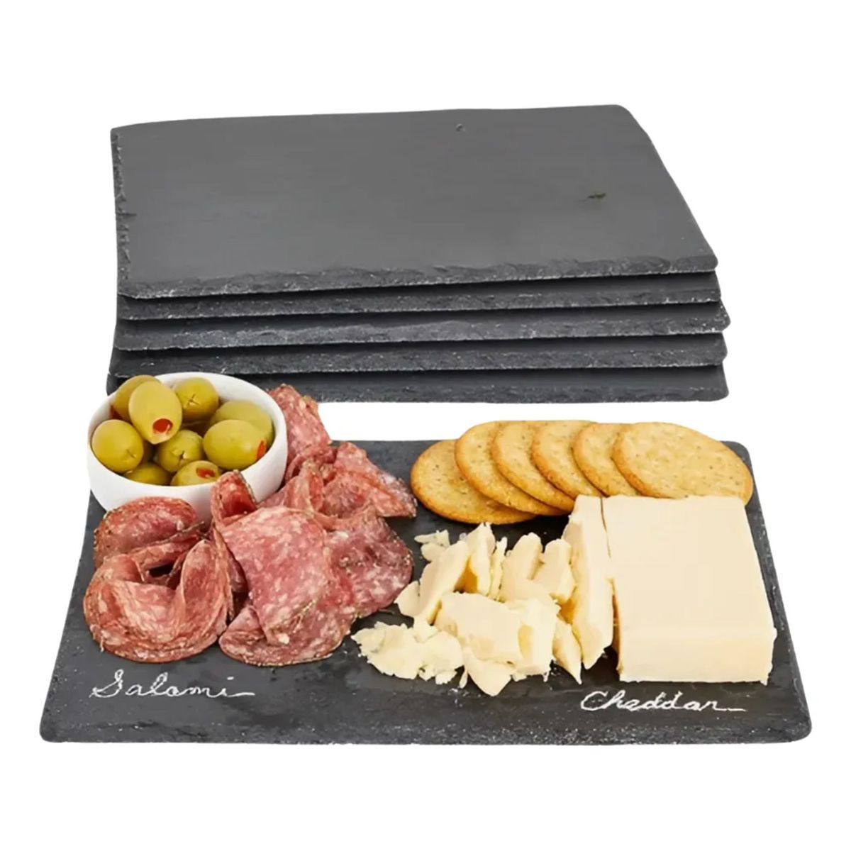 GENERICO - Tabla Piedra Pizarra Presentación Plato Rectangular 30x20cm Lisa Negro