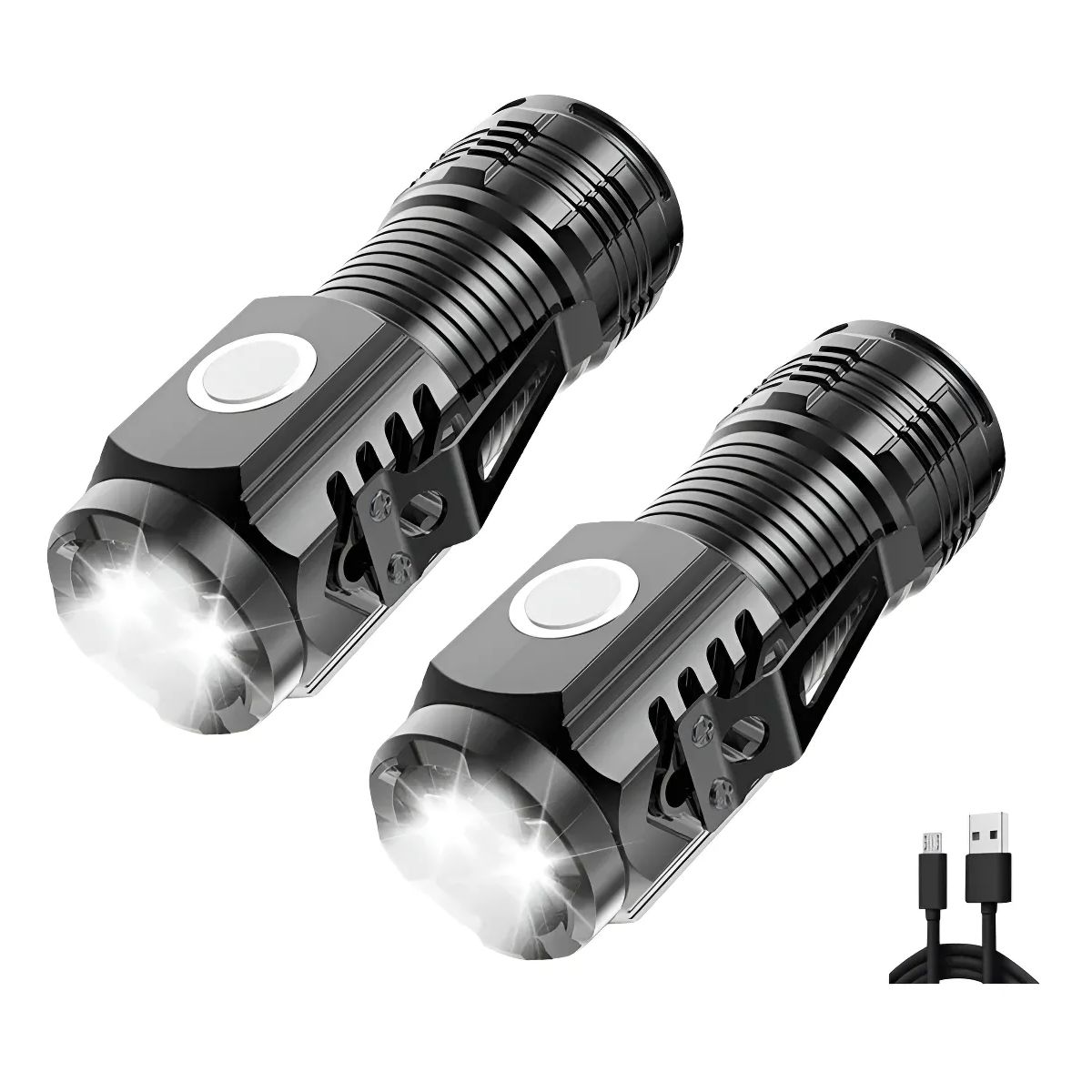 GENERICO - Pack X2 Linterna Tactica Linterna Recargable Linterna Mini