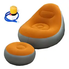 GENERICO - Sofá Tumbona Silla Inflable Reposa Pies Puff X L + Inflador Color Naranja - 212095