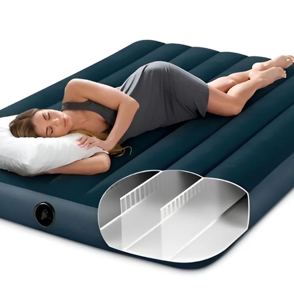 GENERICO - Colchón inflable king size Intex Dura Beam Standard 183 x 203 x 25 64755 práctico amplio para el hogar viajes y camping azul