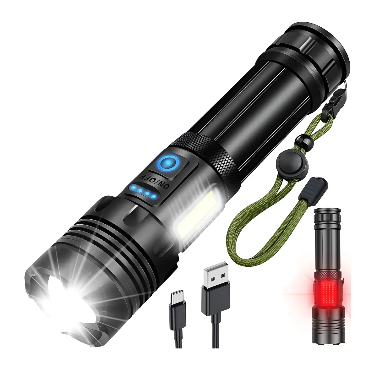 GENERICO - Linterna Táctica Led Brillante De 90000 Lm Recargable Tipo-c