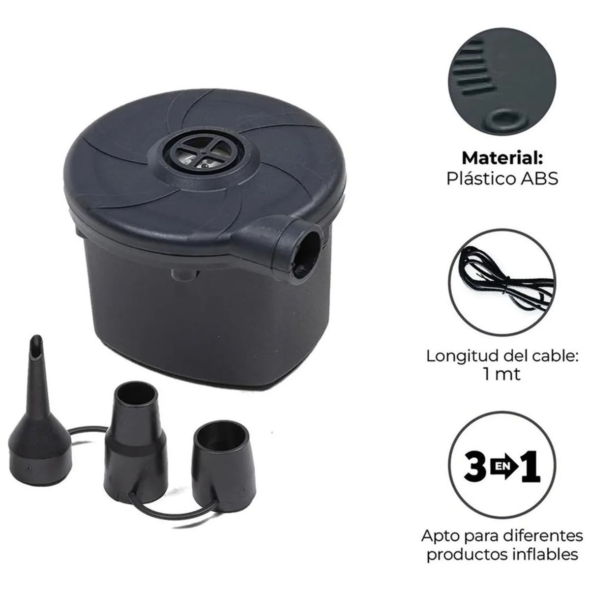 GENERICO - Inflador Eléctrico Multifuncional Para 220v12v Negro