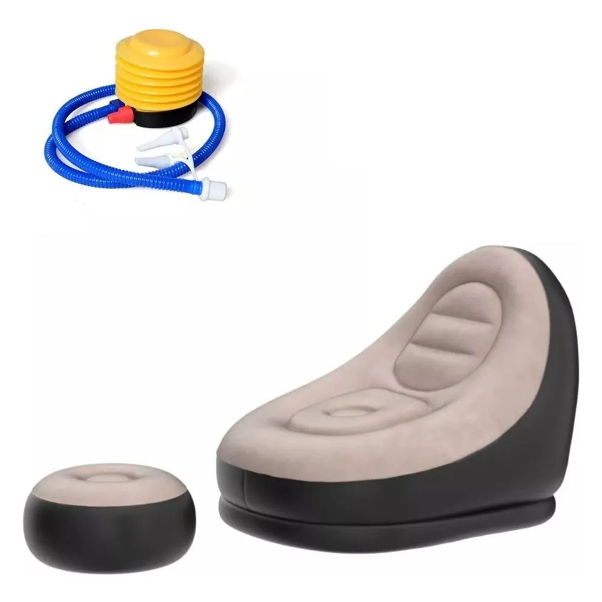 GENERICO - Sofa Inflable Puff Tumbona Con Reposa Pies Negro