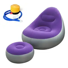 GENERICO - Sofá Tumbona Silla Inflable Reposa Pies Puff X L + Inflador Color Morado - 212097