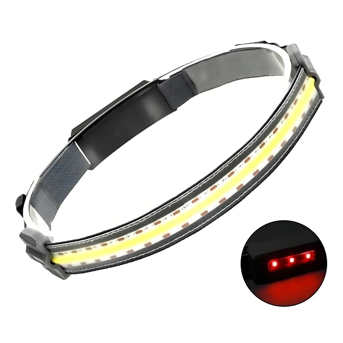 GENERICO - Linterna Frontal Minero Cintillo Luz Led Cob Potente Usb Pro Color de la linterna Gris Color de la luz Blanco