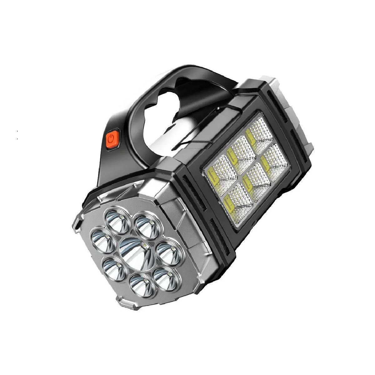 GENERICO - Linterna Foco Led Solar Multifuncion Xpe+8led+ 6cob Negro