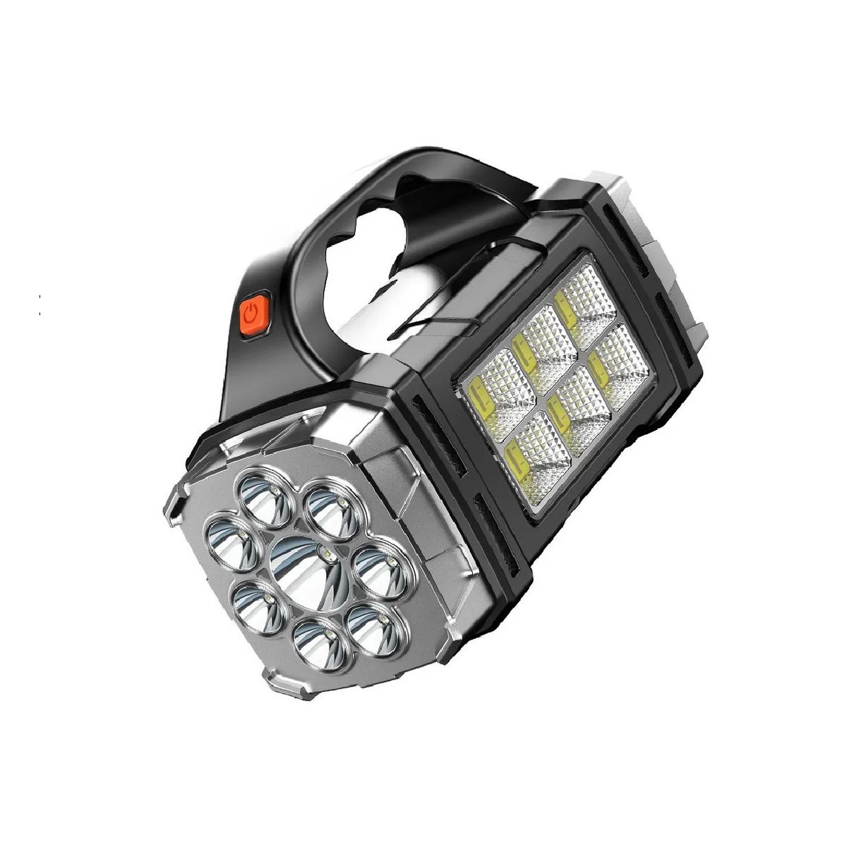GENERICO - Linterna Foco Led Solar Multifuncion Xpe+8led+ 6cob Negro