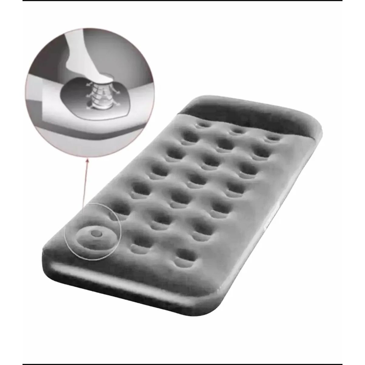 GENERICO - Colchon Inflable 1 Plaza  Inflador De Pie Incorporado