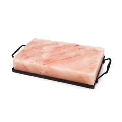 GENERICO - Tabla Sal Himalaya Soporte Metal Rosa