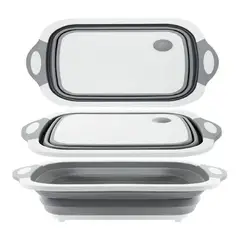 GENERICO - Tabla De Silicona 2 En 1 De Cortar Plegable Drenaje Cocinas Blanco