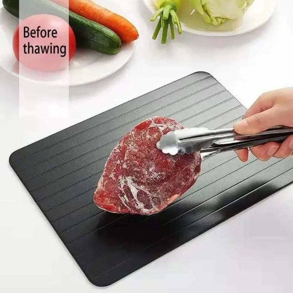 GENERICO - Tabla Para Descongelar Rápido Tabla De Aluminio Carnes Lisa Negro