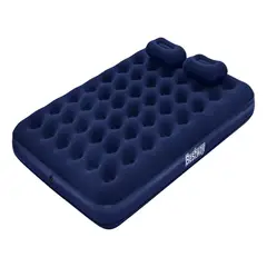 GENERICO - Colchon Inflable 2 Plazas Queen + Inflador + Almohadas Env Azul