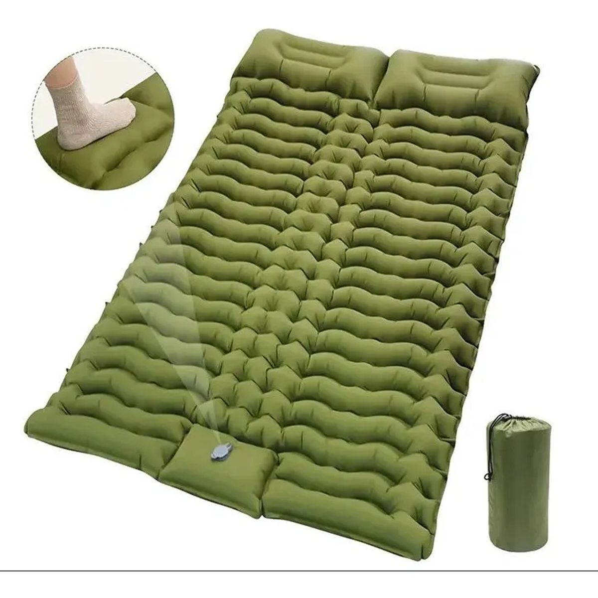 GENERICO - Colchoneta Doble Para Acampar Inflable Para 2 Personas Verde