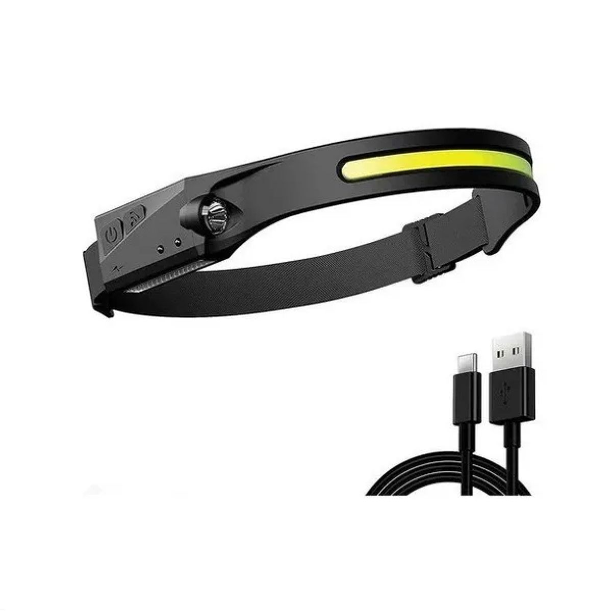 GENERICO - Linterna Cintillo Con Sensor Para Uso Frontal Cabeza 1 Tira Blanco Negro