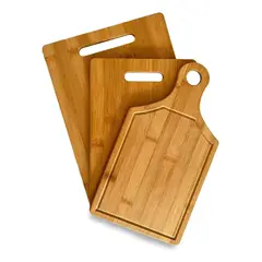 GENERICO - Set De 3 Tablas De Bamboo Para Picar Ecológicas Tres Piezas Set 3 Piezas
