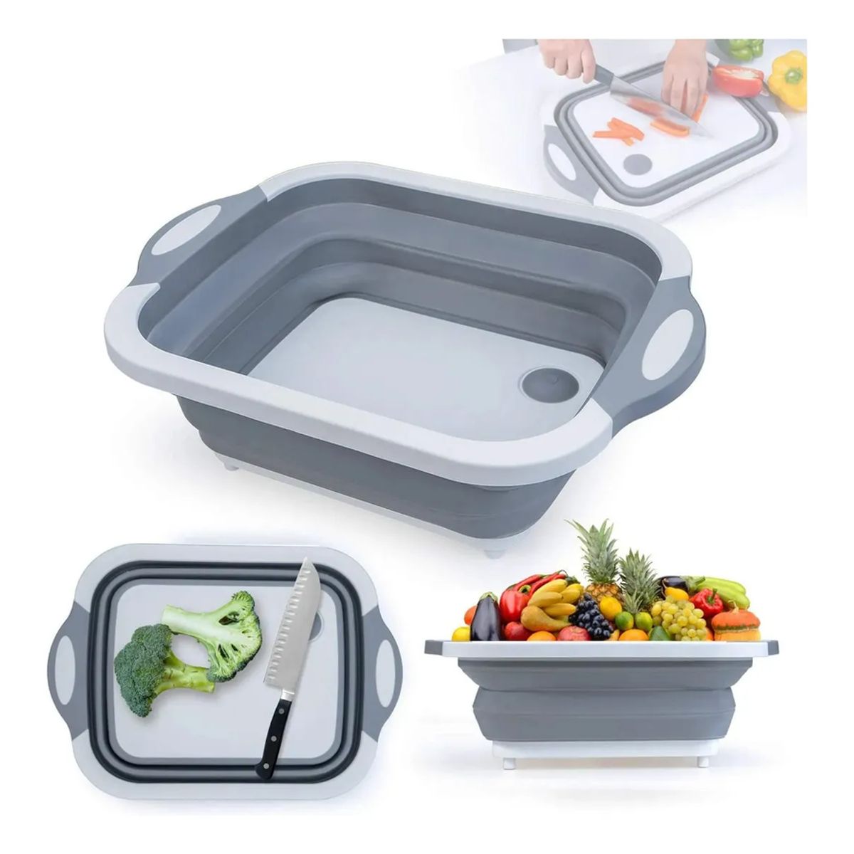 GENERICO - Tabla De Cortar Plegable 2 En 1 Tabla De Corte Tabla Pegable Liso Gris