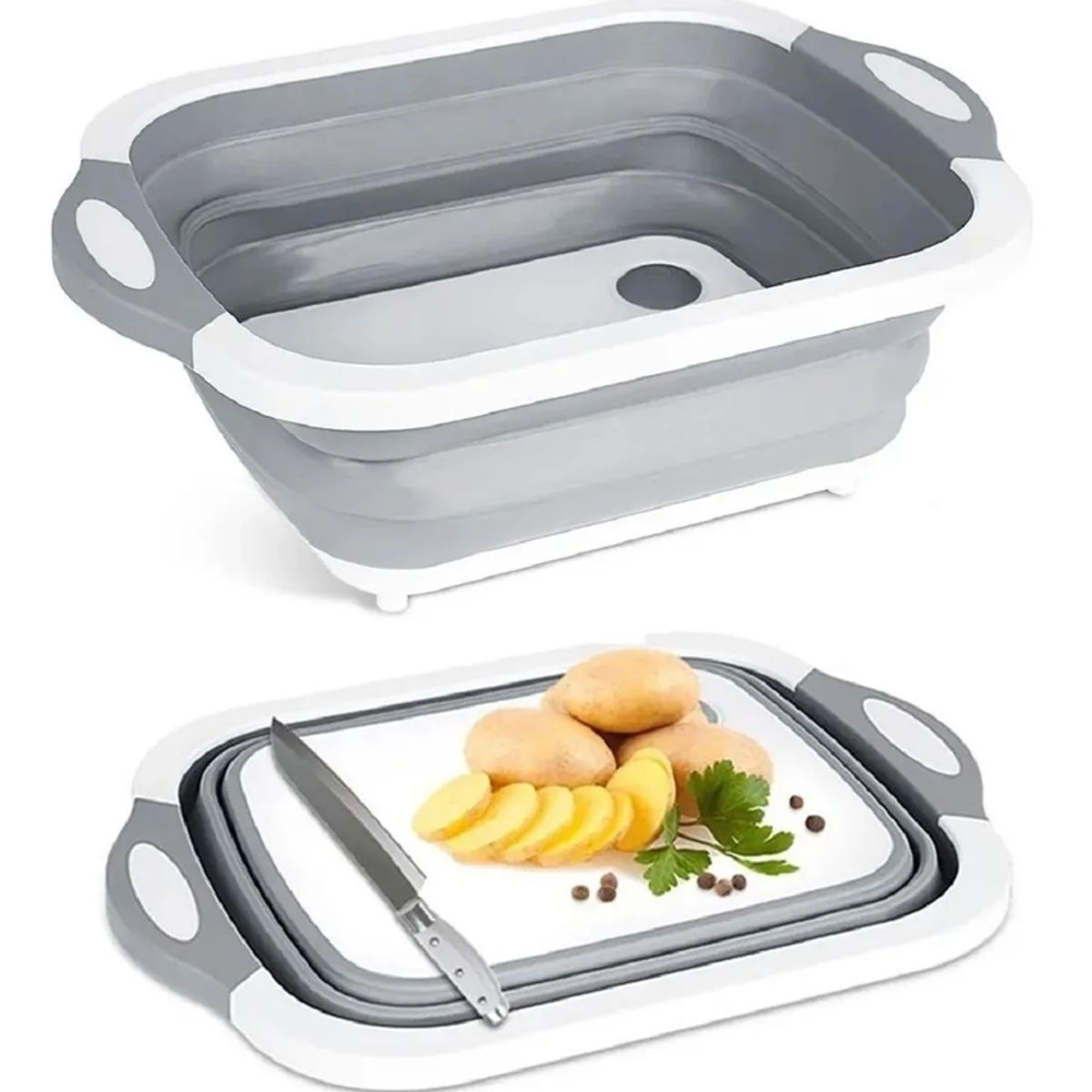 GENERICO - Tabla De Cortar Plegable 2 En 1 Tabla De Corte Tabla Pegable Liso Gris