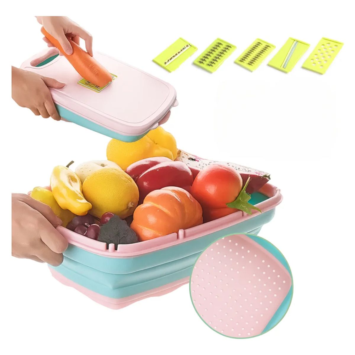 GENERICO - Kit Tabla Plegable Cortador De Alimentos + 2 Cuchillos