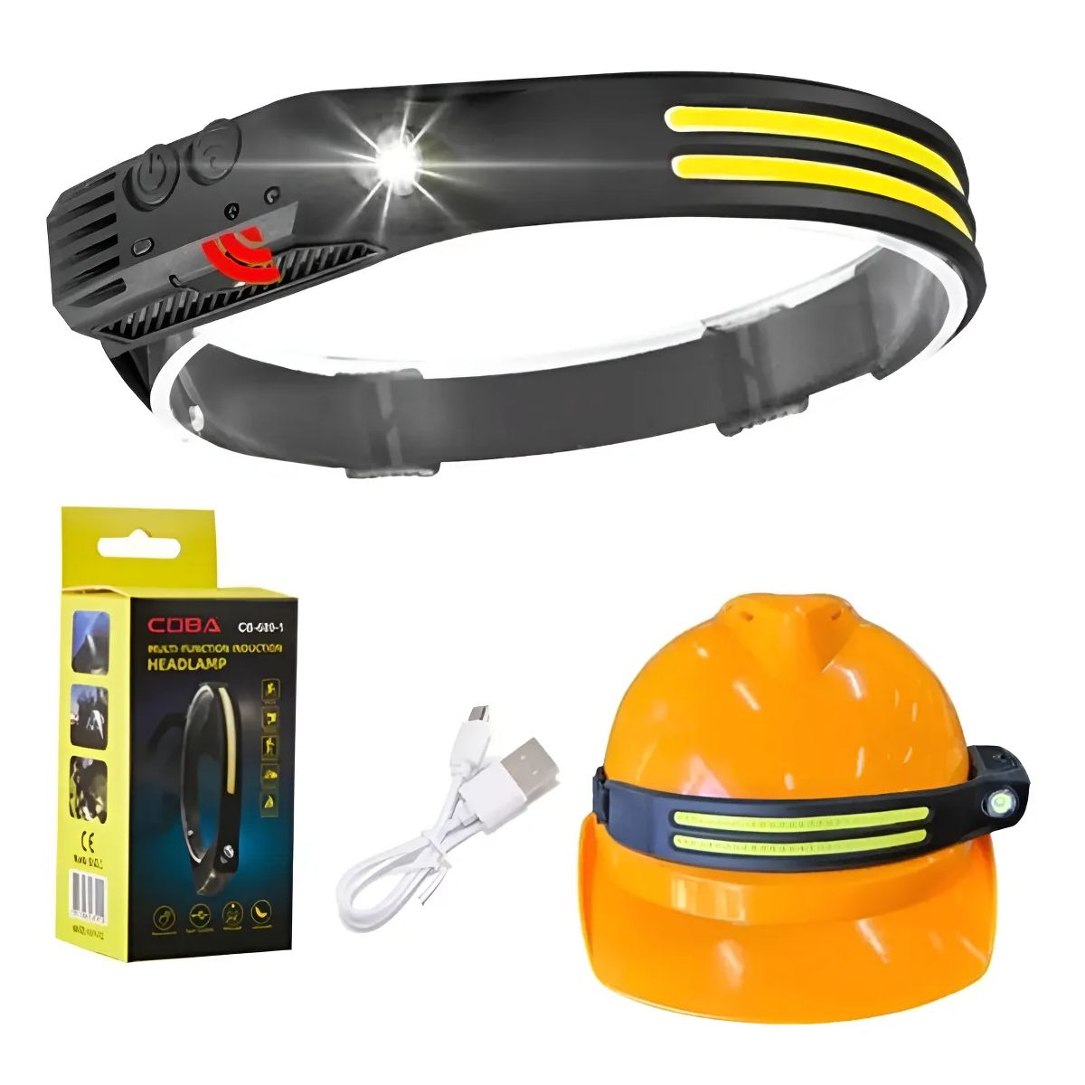 GENERICO - Linterna Frontal 2en1 Para Casco De Minero Con Sensor