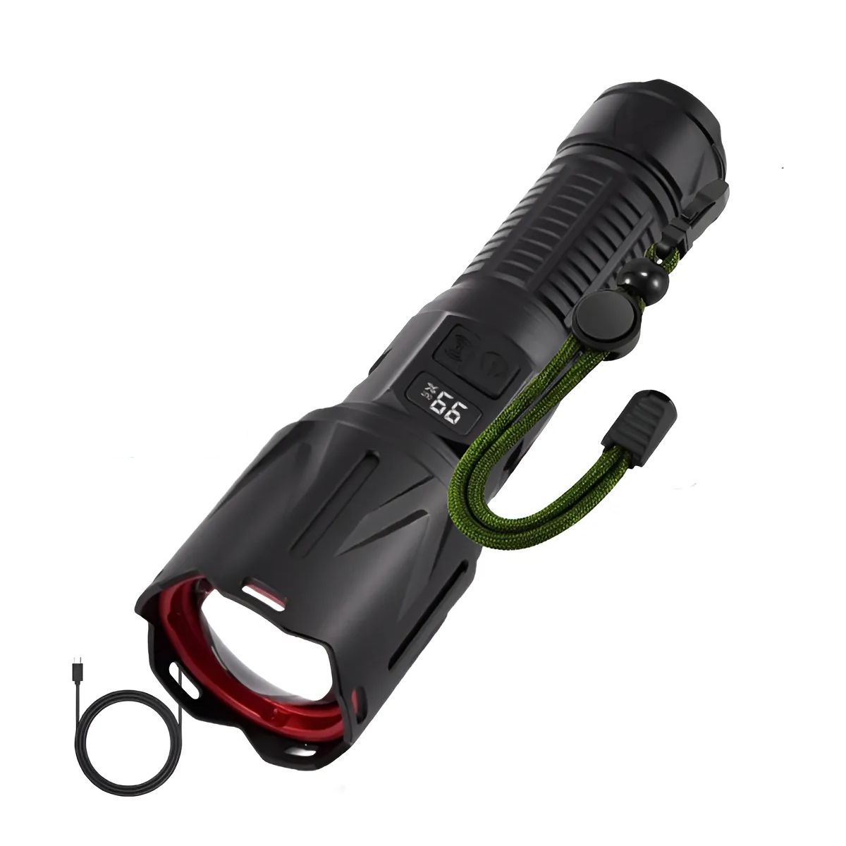 GENERICO - 12000lm Linterna Led Táctica Recargable Con Sirena